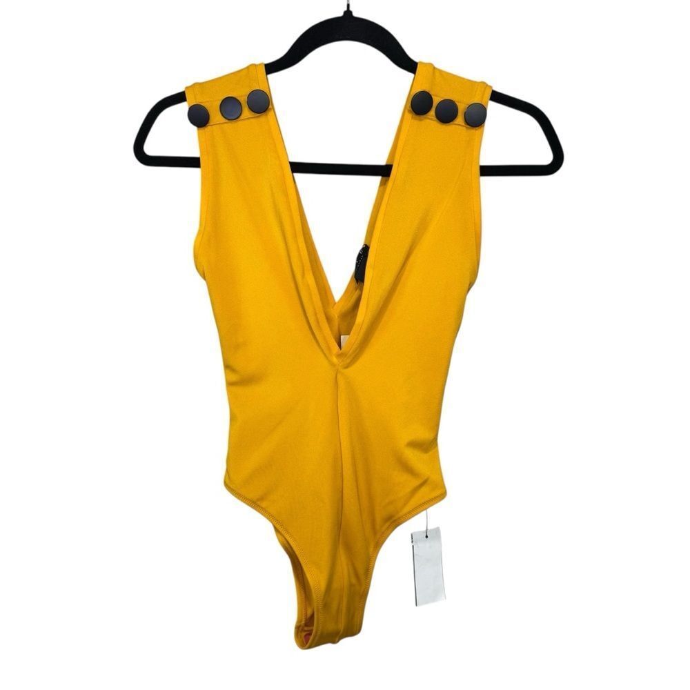 NEW Oye Swimwear Gaia One Piece Plunge Suit Sunrise Yellow XS